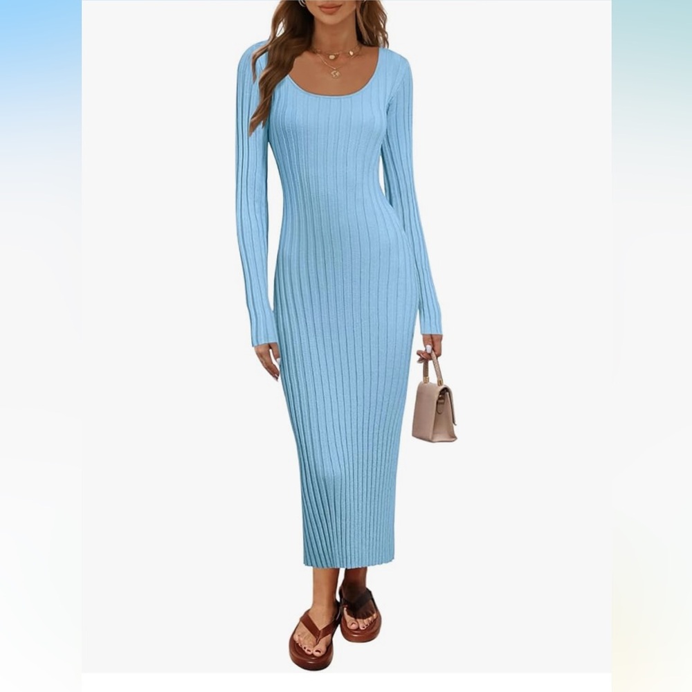 Blue knit dress